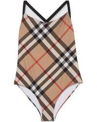 Burberry - Vintage Check Print Swimsuit - Lyst