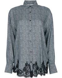 ERMANNO FIRENZE - Lace Trim Check Shirt - Lyst
