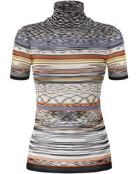 Missoni - Mock Neck Striped Knit Sweater - Lyst