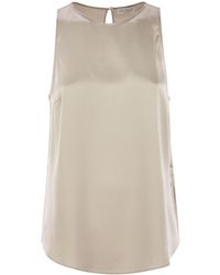 Brunello Cucinelli - Stretch Silk Satin Top With Jewellery - Lyst