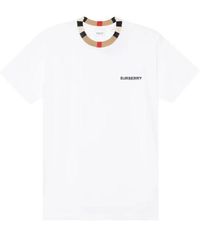 Burberry - Check Round Collar T-Shirt - Lyst