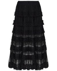 AllSaints - Elastic Waist Midi Skirt - Lyst