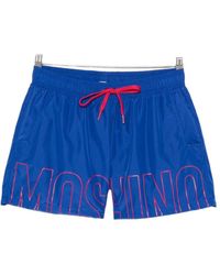 Moschino - Logo-Print Drawstring Swim Trunks - Lyst