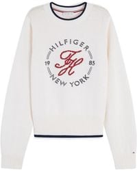 Tommy Hilfiger - Knit Embroidered Cropped Sweater - Lyst