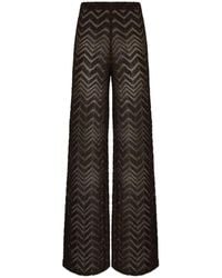 Missoni - Wide Fishnet Trousers With Zigzag Pattern And Sequins - Lyst
