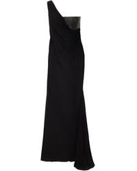 Alex Perry - Asymmetric Leather And Jersey Gown - Lyst