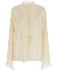 Alberta Ferretti - Cape Sleeved Satin Blouse - Lyst