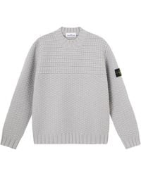 Stone Island - Mock Neck Sweater With Wide Ribbed Trims - Lyst