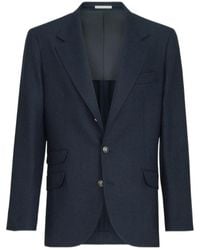 Brunello Cucinelli - Mouliné Virgin-Wool Twill Deconstructed Cavallo Blazer With Metal Buttons - Lyst
