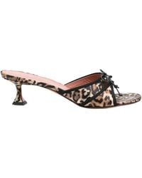 AMINA MUADDI - Eleonora Leopard Print Lace-Up Detail Mules - Lyst