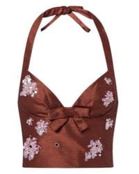 ShuShu/Tong - Embellished Halterneck Crop Top - Lyst