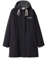 Miu Miu - Single-Breasted Pongé And Fleece Caban Jacket - Lyst