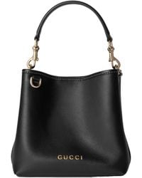 Gucci - Gg Emblem Small Bucket Bag, Leather - Lyst