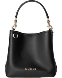 Gucci - Gg Emblem Small Bucket Bag, Leather - Lyst