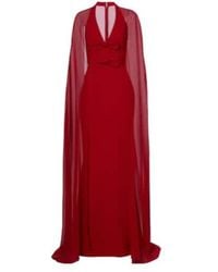 Elie Saab - Bow-Detail Caped Silk-Blend Gown - Lyst