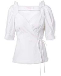 Carolina Herrera - Cotton-Blend Wrap Top - Lyst