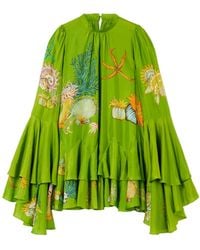 ALÉMAIS - Cropped Top With Double-Layer Ruffle Hem - Lyst