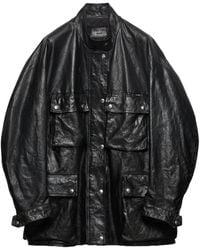 Prada - Antiqued Leather Caban Jacket - Lyst
