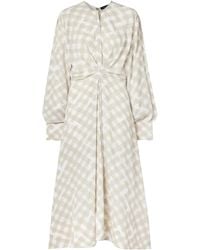 Proenza Schouler - Keria Gathered Checked Crepe De Chine Midi Dress - Lyst