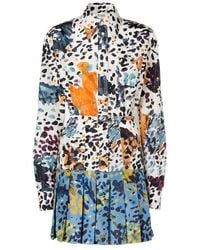 Fendi - Falena Print Belted Pleated Mini Dress - Lyst