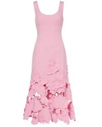 Leo - Emily Floral-Appliqué Midi Dress - Lyst