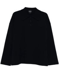 A.P.C. - Long-Sleeves Wool Polo Shirt - Lyst