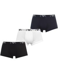 Emporio Armani - 3 Pack Monogram Logo Trunks - Lyst