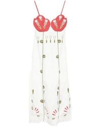 FARM Rio - Richelieur Embroidered Scallop-Edge Midi Dress - Lyst