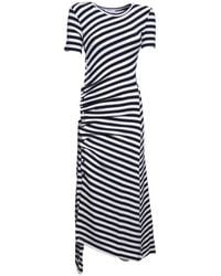 Rabanne - Rabanne Striped Draped Midi Dress - Lyst