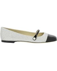 Jimmy Choo - Elisa Giltter Square-Toe Ballerinas - Lyst