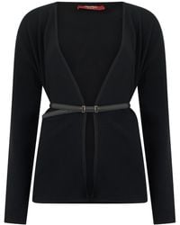 Max Mara - Studio Dente Contrast-Trim Belted Cardigan - Lyst