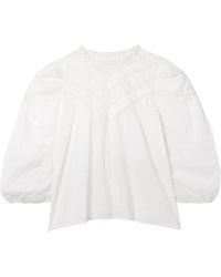 Doen - Adelphine Crochet-Trimmed Pintucked Organic Cotton-Voile Blouse - Lyst