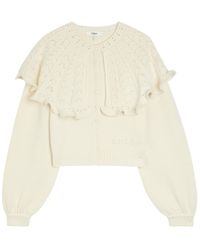 Chloé - Collar-Detail Wool And Cashmere-Blend Cardigan - Lyst