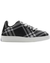 Burberry - Box Plaid-Check Lace-Up Sneakers - Lyst