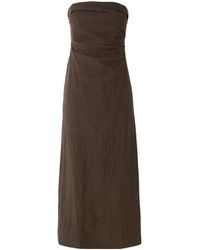 TOVE - Sabella Strapless Gathered Linen Midi Dress - Lyst