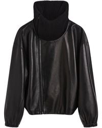 Phoebe Philo - Ribbed-Collar Leather Jacket - Lyst