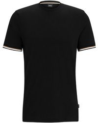 BOSS - Boss Stripe-Trim Crewneck T-Shirt - Lyst