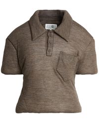 MM6 by Maison Margiela - Solid-Color Wool Short-Sleeve Knit Shirt - Lyst