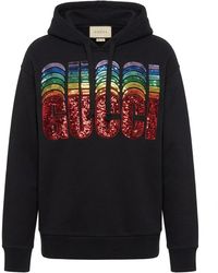 Gucci - Sequin Embellished Logo Drawstring Hoodie - Lyst