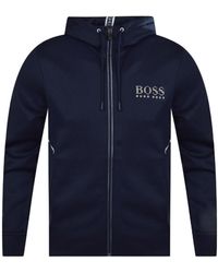 BOSS - Logo Hooded Casual Jacket - Lyst
