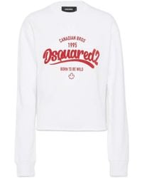 DSquared² - Logo Printed Croppdd Crewneck Sweatshirt - Lyst