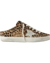 Golden Goose - Super-Star Sabot Distressed Leopard-Print Calf Hair Slip-On Sneakers - Lyst