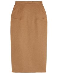 Max Mara - Babele Dart-Detail Brushed Midi Skirt - Lyst