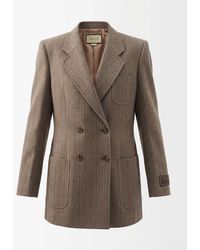 Gucci - Herringbone Double Breasted Blazer - Lyst