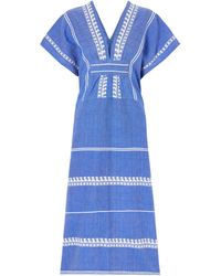 lemlem - Embroidered Cotton Midi Dress - Lyst
