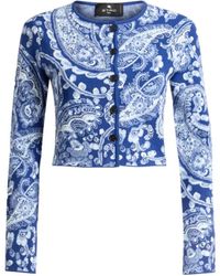 Etro - Jacquard Cropped Cardigan With Floral Paisley Motif - Lyst