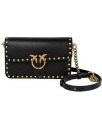 Pinko - Stud Detailed Baby Love Slouchy Crossbody Bag - Lyst