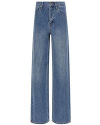 Self-Portrait - Embellished Denim Straight Leg Jeans - Lyst