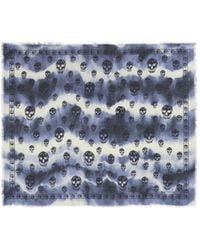 McQueen - Tie-Dye Skull Fringed Scarf - Lyst