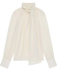 Givenchy - 4G Motif Tie Neck Blouse - Lyst
